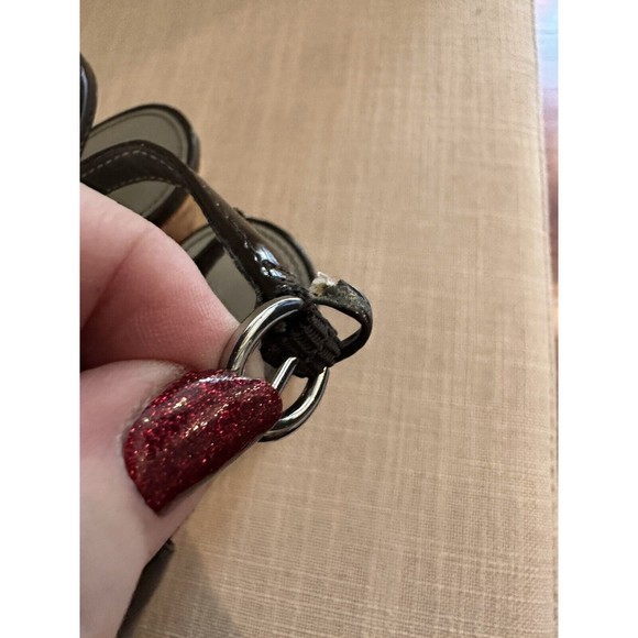 Marc Fisher Brown Patent Faux Leather‎ Cork Wedges, Open Toe, Size 8.5M - Picture 11 of 12